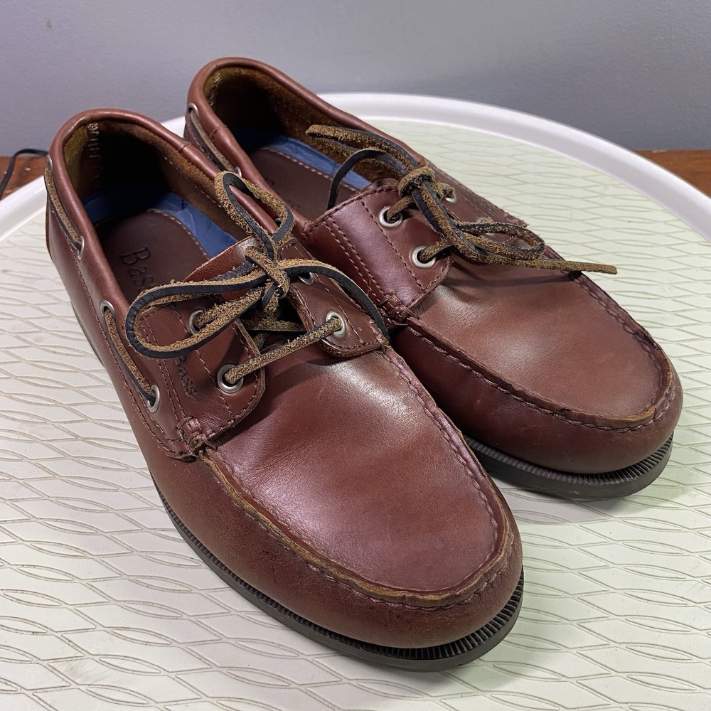 Bass Seafarer Brown Leather Boat Shoes Men's Loafers Dress Shoes Flats Sz. 8.5W